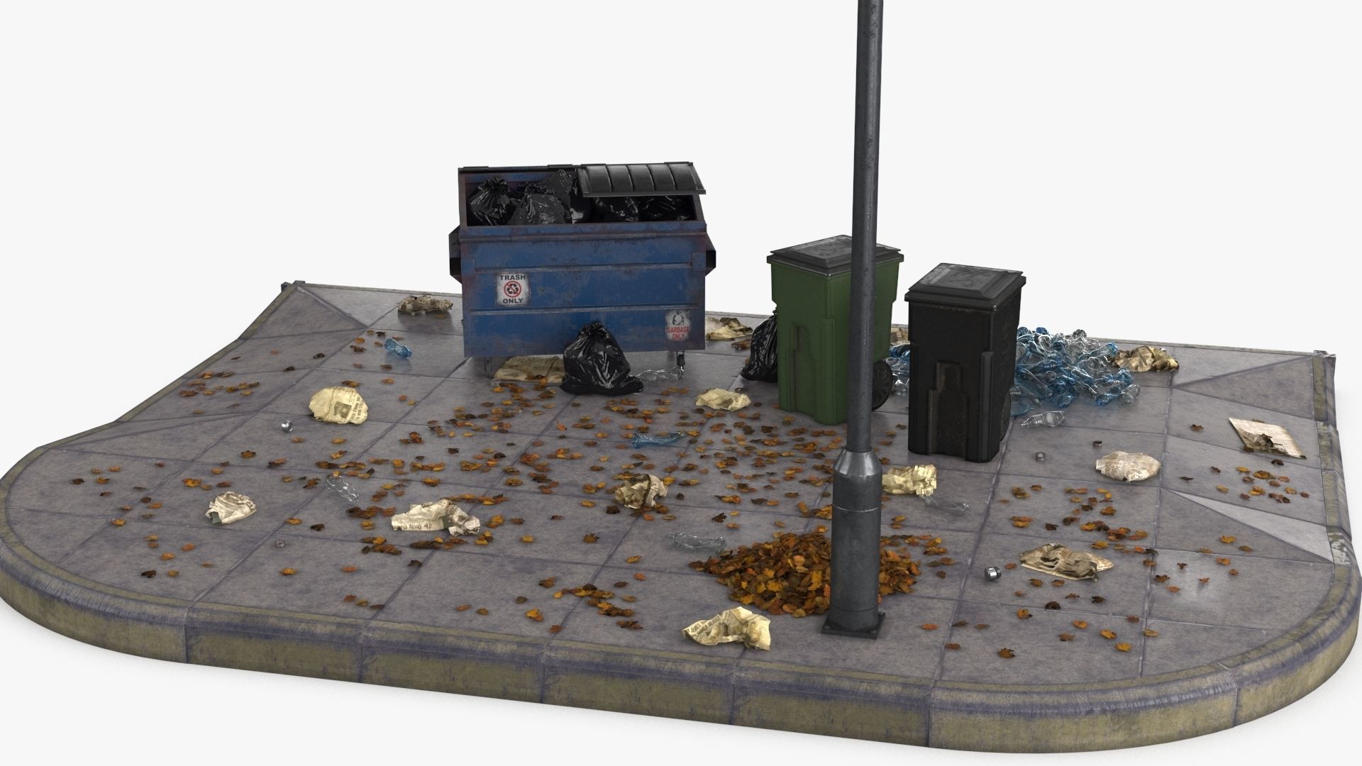 Garbage Trash Set Low-poly 3D model_4