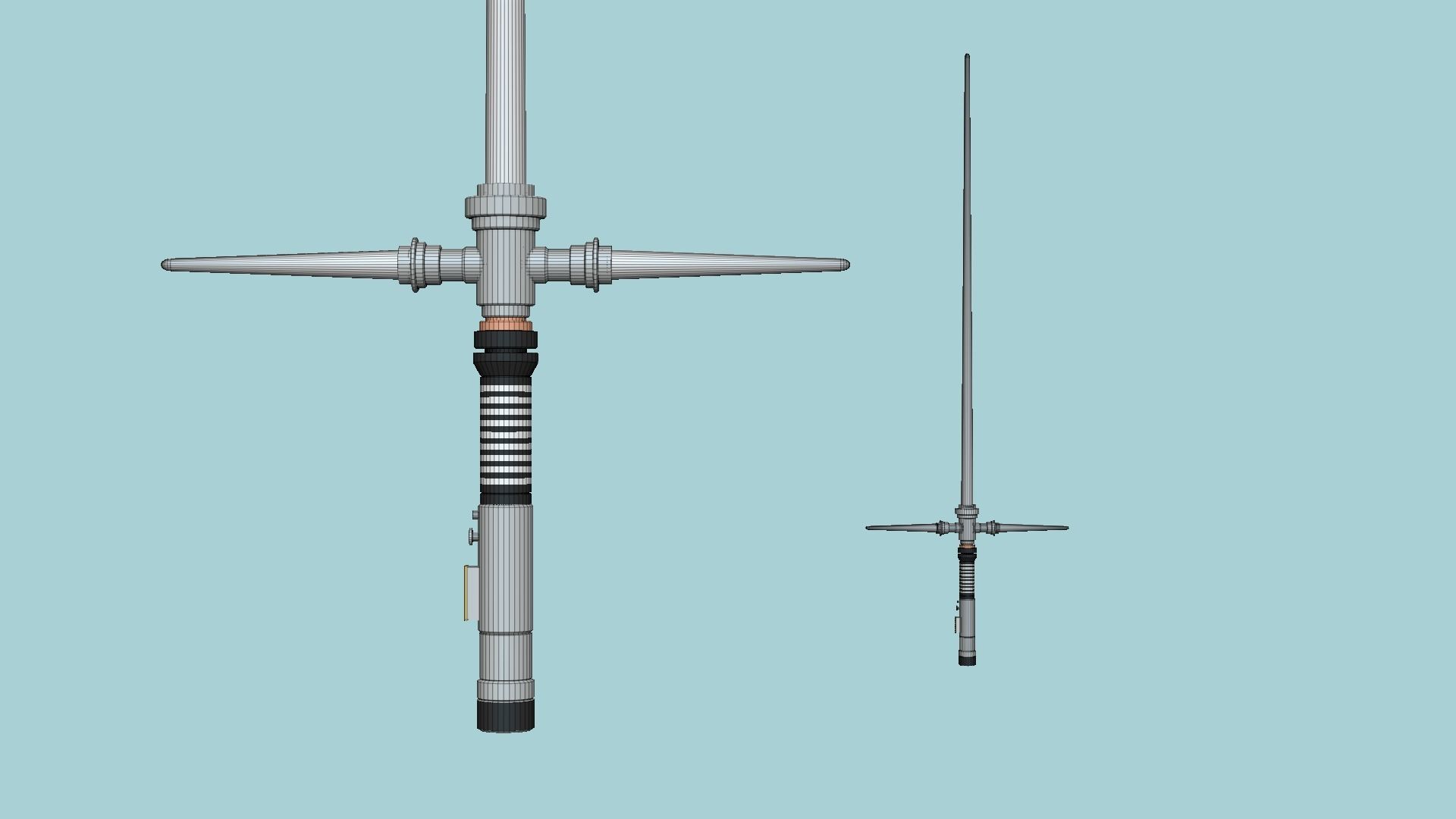 Star Wars Lightsaber Crossguard 06 White - SciFi Weapon Low-poly 3D model_5