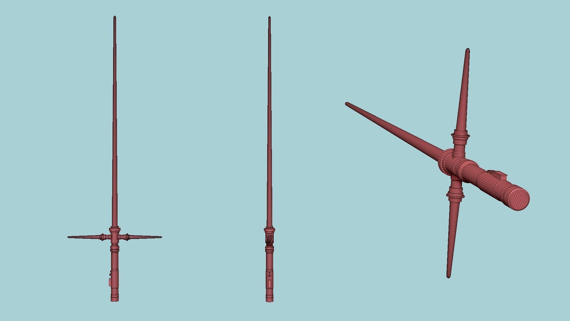 Star Wars Lightsaber Crossguard 06 White - SciFi Weapon Low-poly 3D model_12