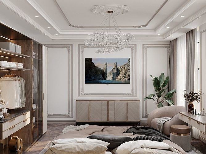 bedroom interior full scene 3D model 3D model 5