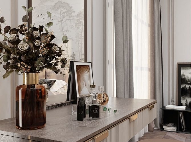 bedroom interior full scene 3D model 3D model 6