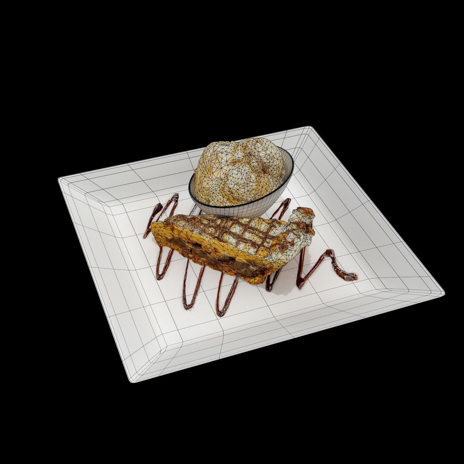 Chocolate peanut butter Pie Low-poly 3D model_10