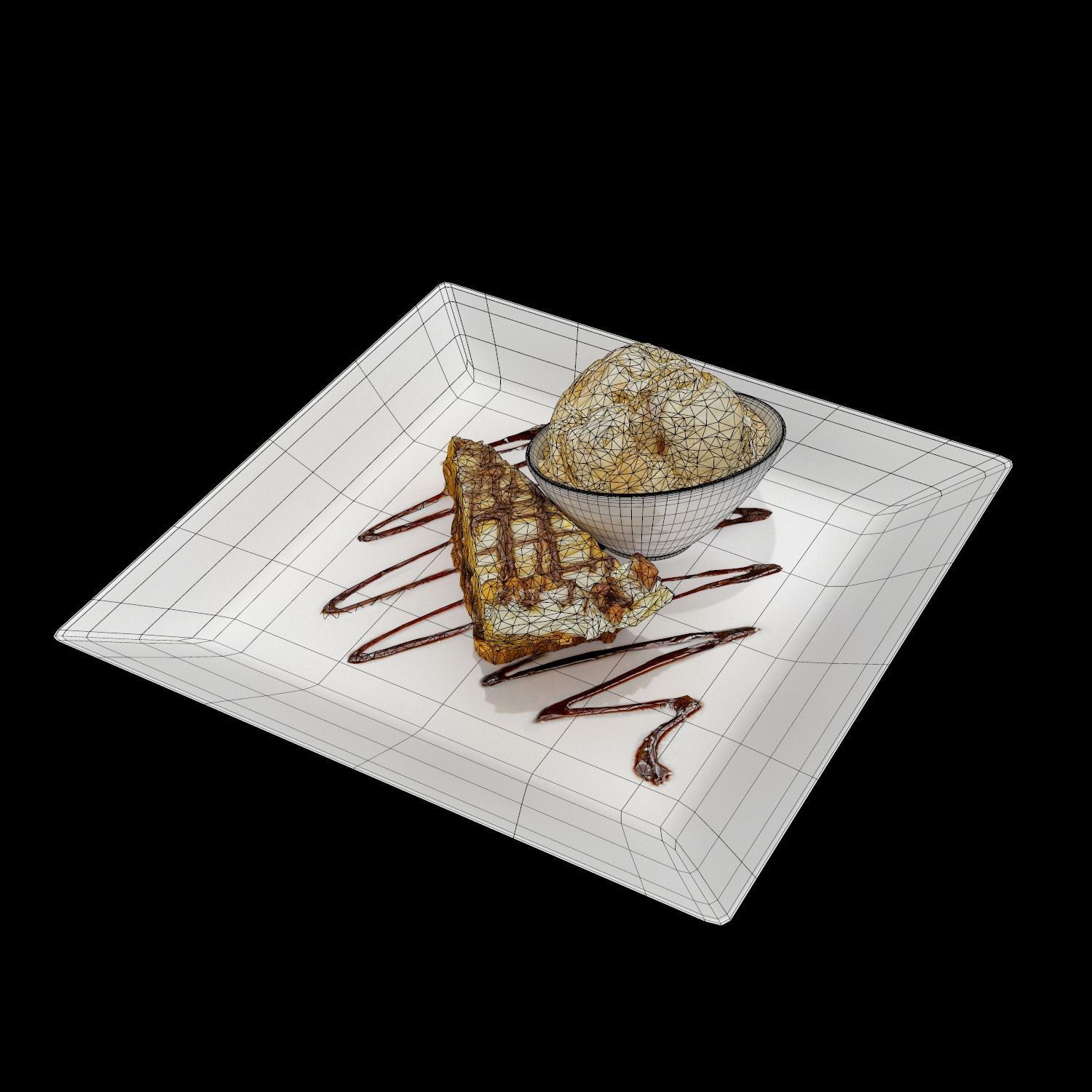 Chocolate peanut butter Pie Low-poly 3D model_9