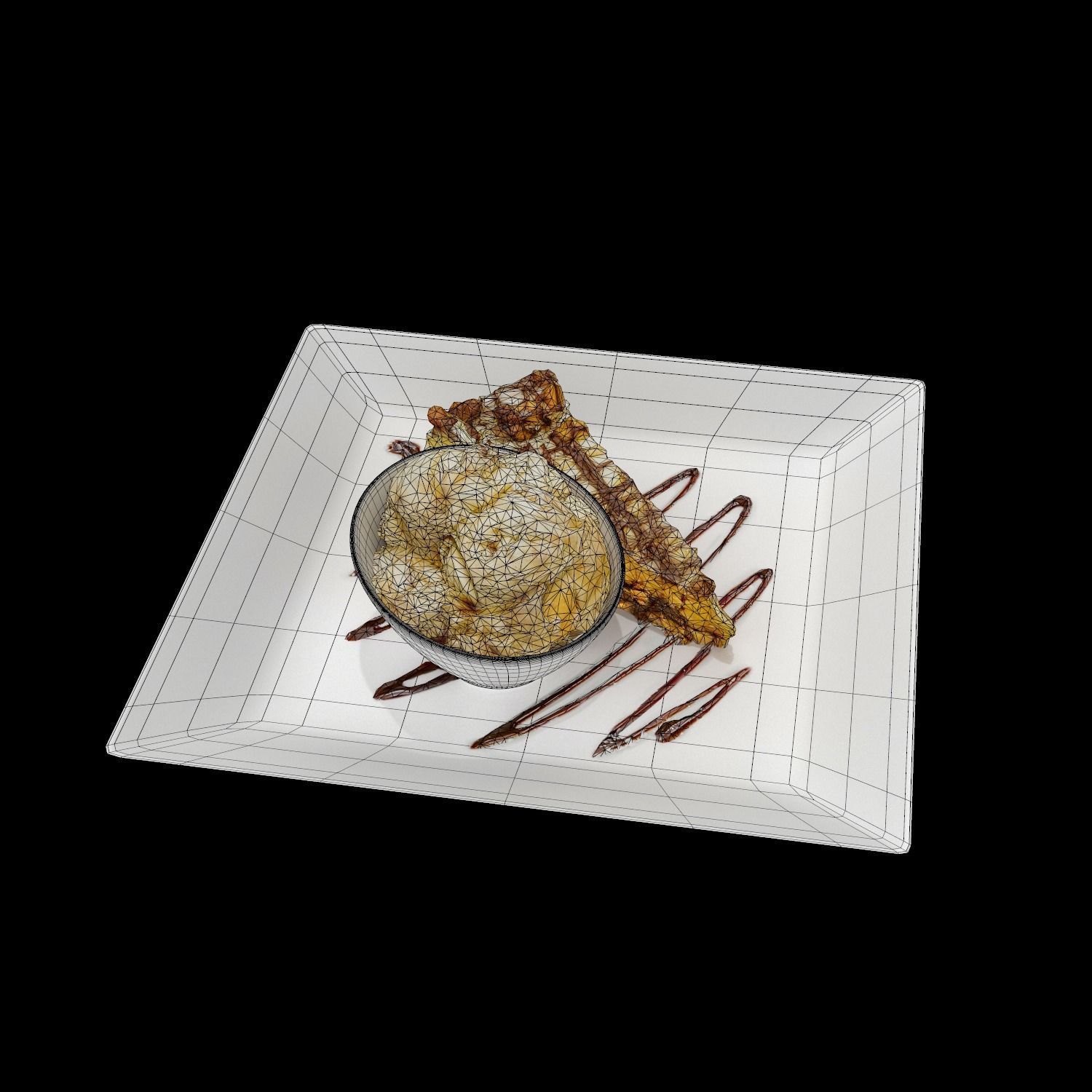 Chocolate peanut butter Pie Low-poly 3D model_7