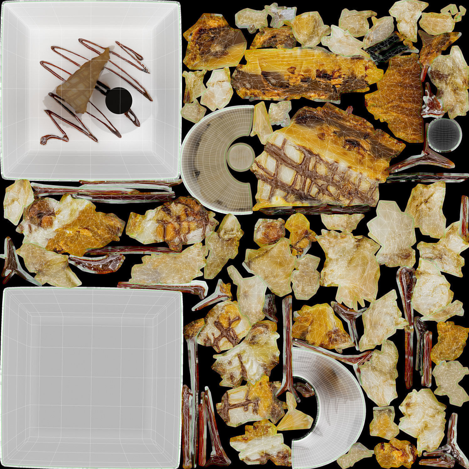 Chocolate peanut butter Pie Low-poly 3D model_11