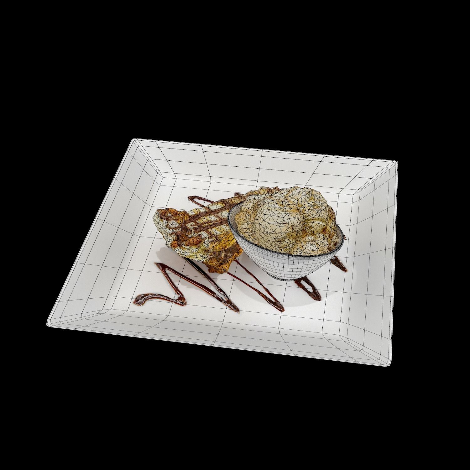 Chocolate peanut butter Pie Low-poly 3D model_8