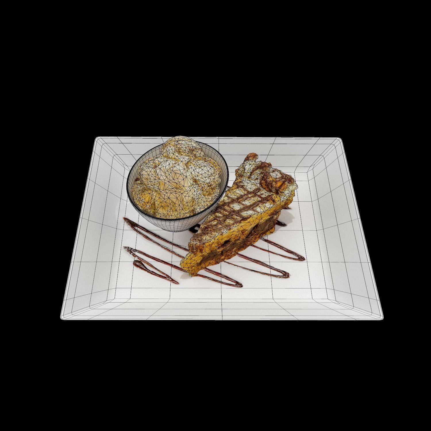 Chocolate peanut butter Pie Low-poly 3D model_6