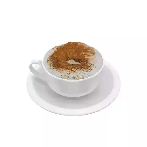 cappuccino cup of coffee with cinnamon on top Low-poly 3D model