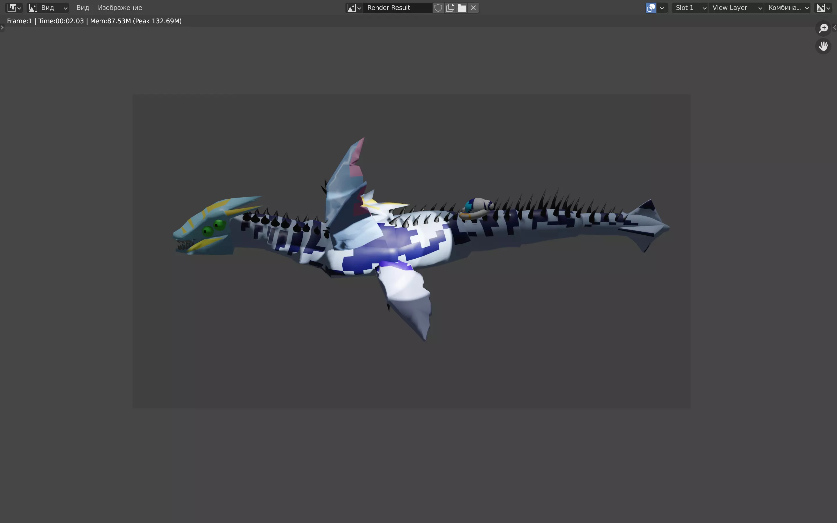 Dragon shark Low-poly 3D model_0