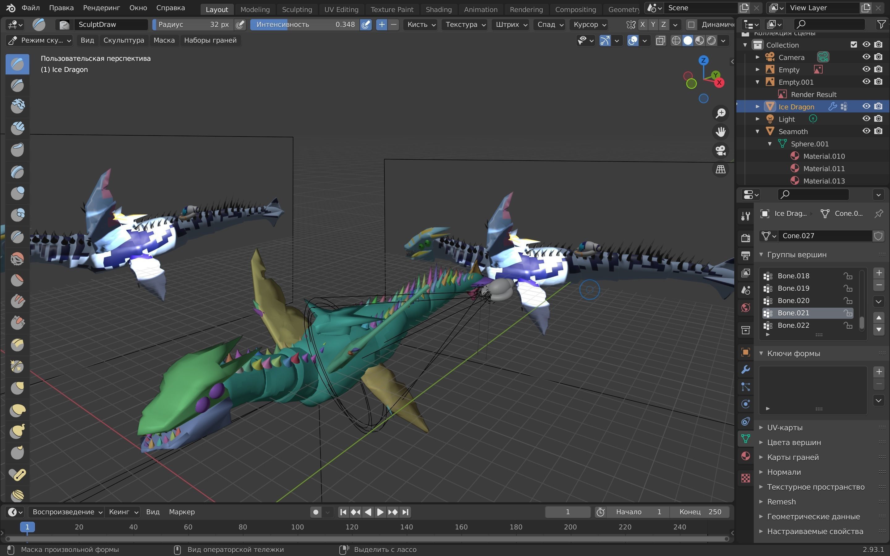 Dragon shark Low-poly 3D model_8