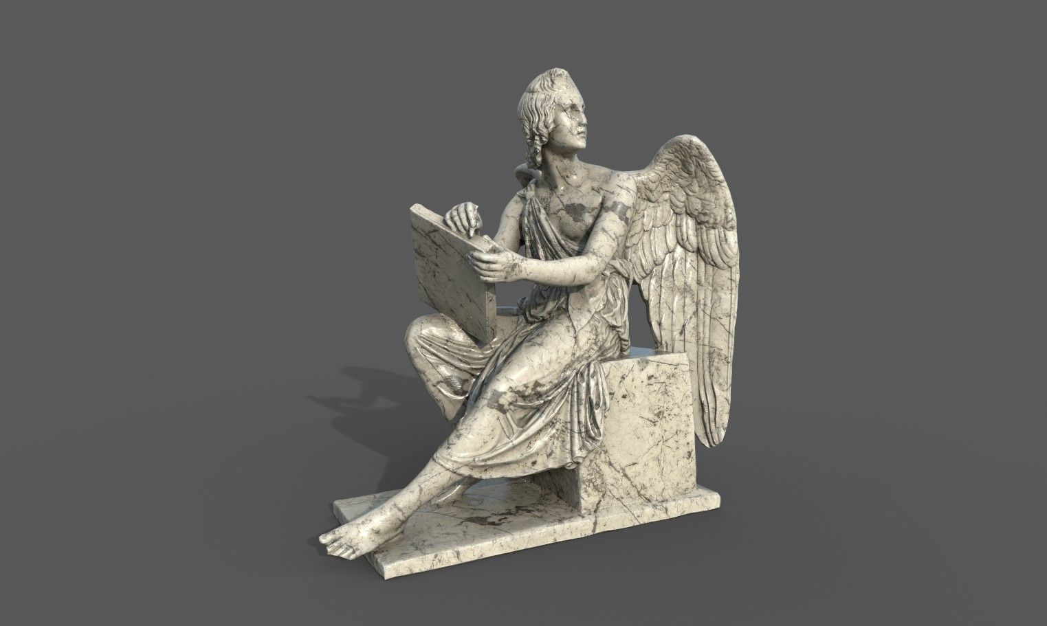 Statue of an Angle 1 Low-poly 3D model_16