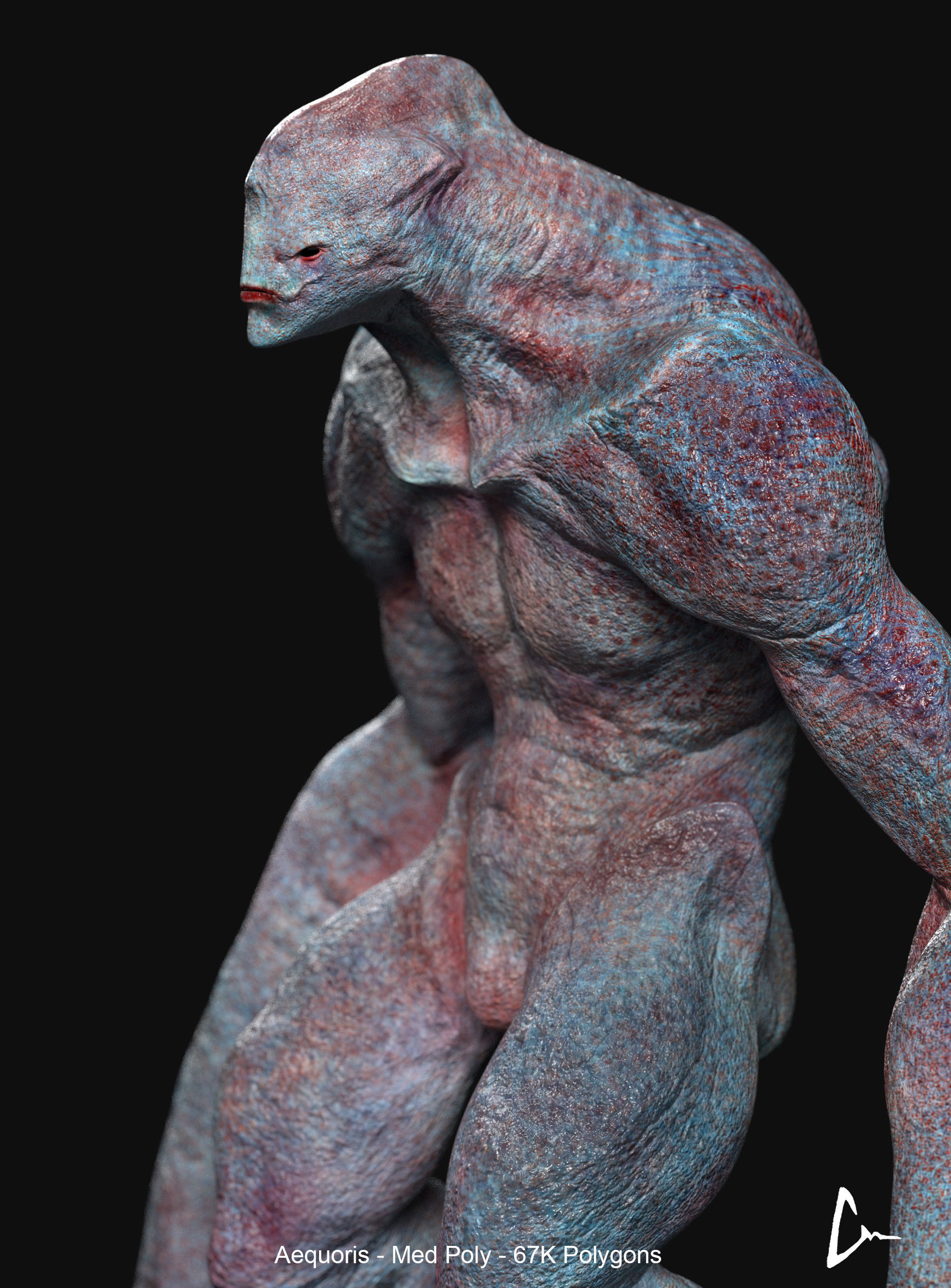 Sea Monster - Aequoris - Low and Medium Poly Models  Low-poly 3D model_2