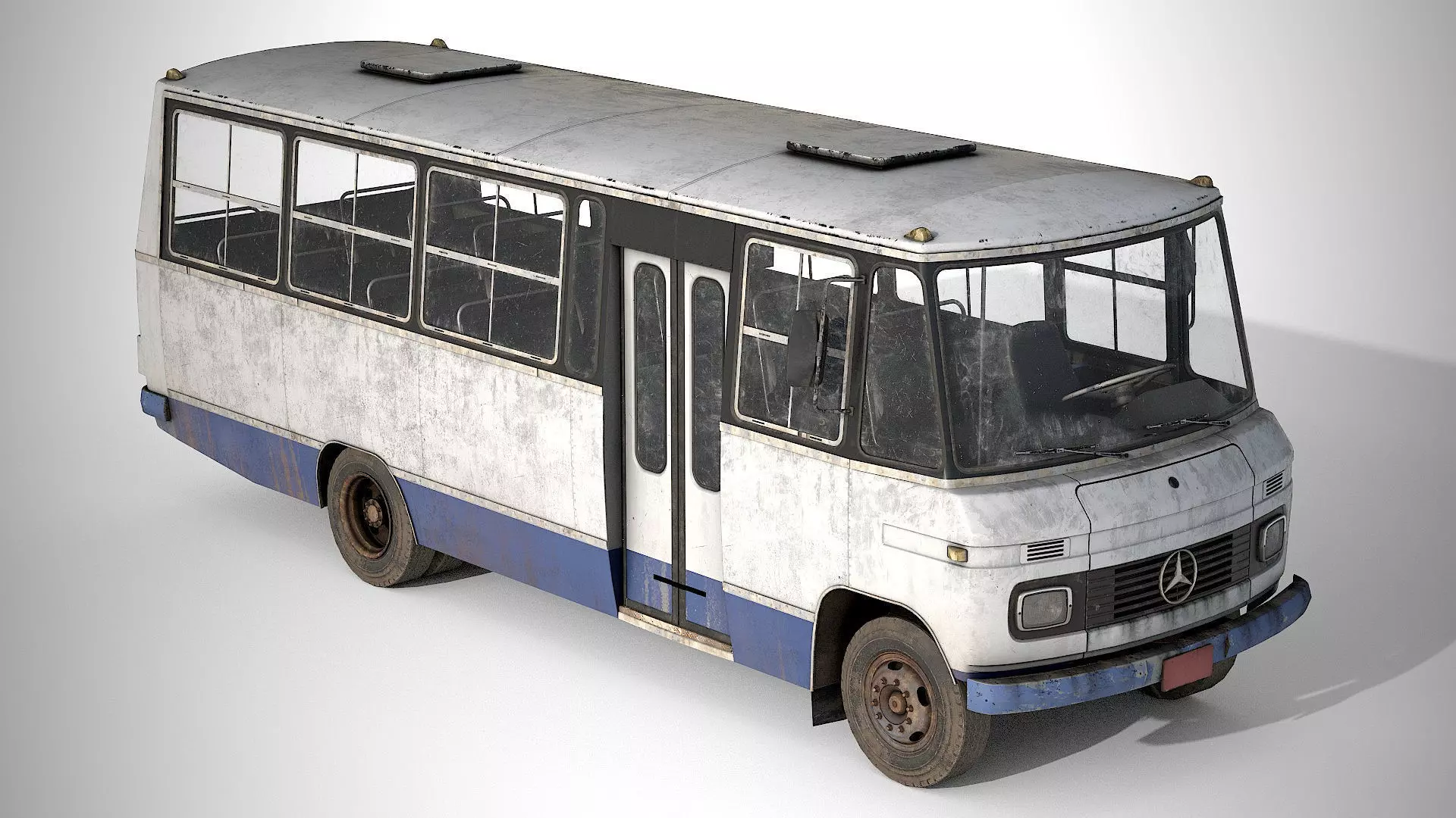 Bus Mercedes-Benz 608 D  Low-poly 3D model_3