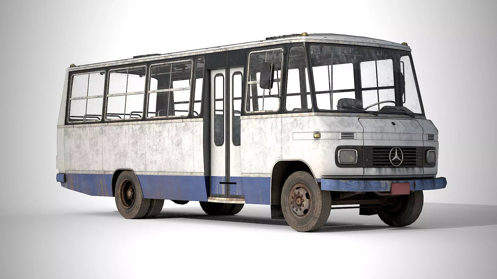 Bus Mercedes-Benz 608 D  Low-poly 3D model_0