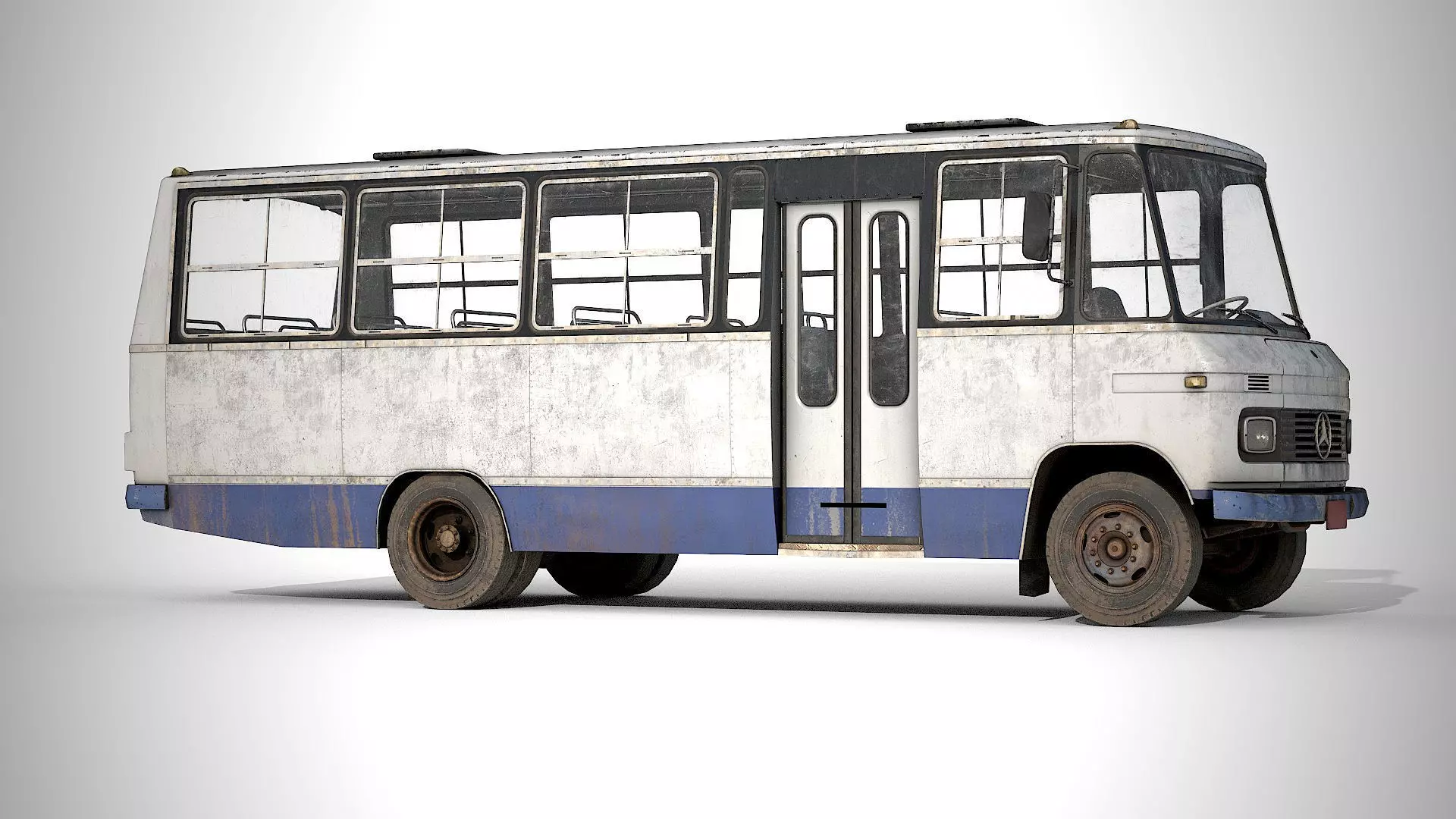 Bus Mercedes-Benz 608 D  Low-poly 3D model_1