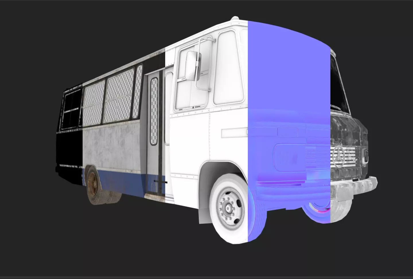 Bus Mercedes-Benz 608 D  Low-poly 3D model_17