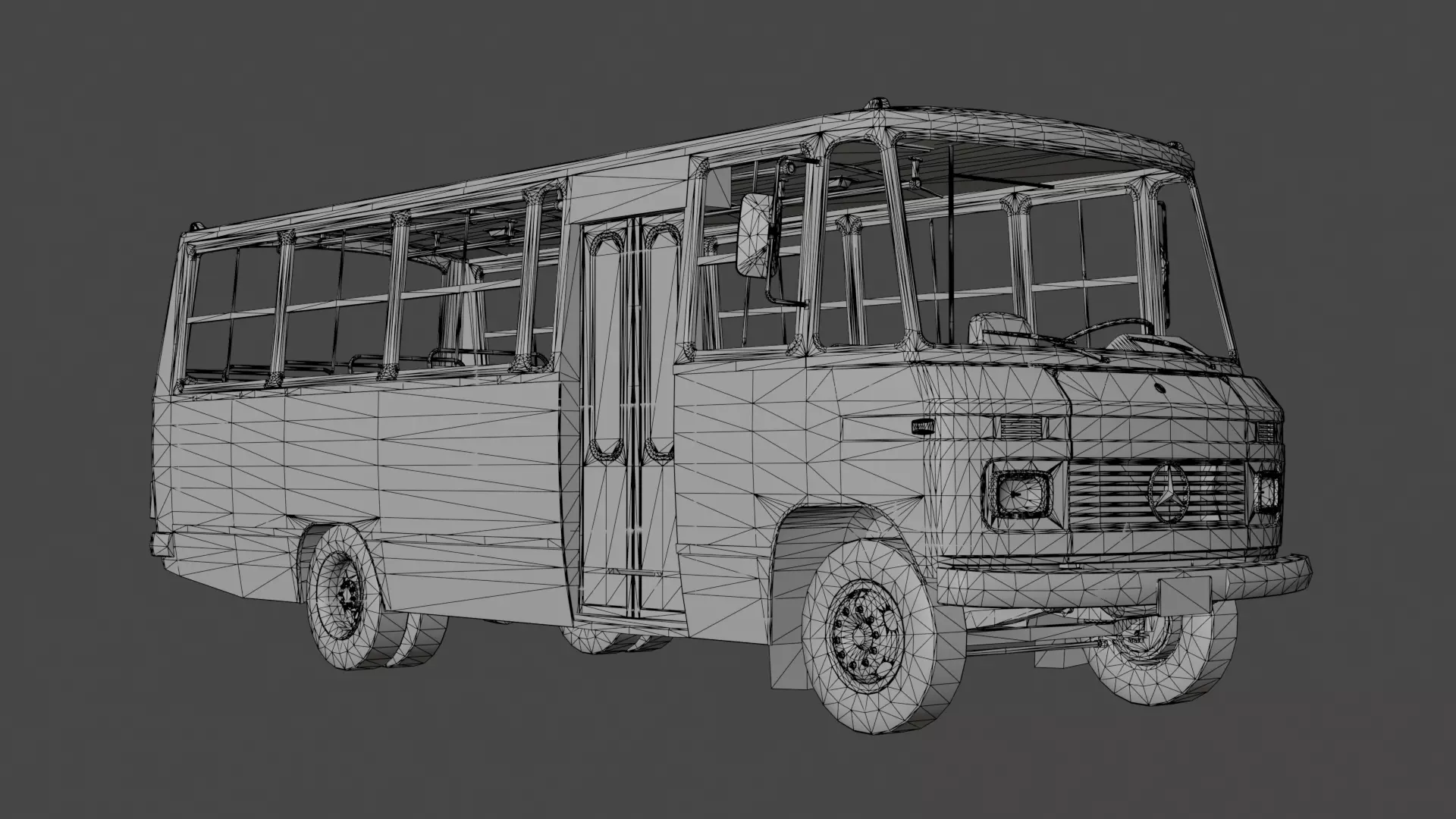 Bus Mercedes-Benz 608 D  Low-poly 3D model_15