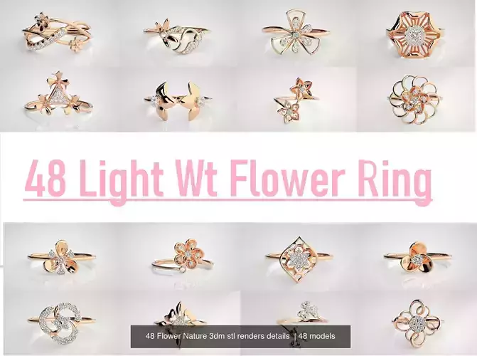 48 Flower Nature 3dm stl renders details  3D Model Collection