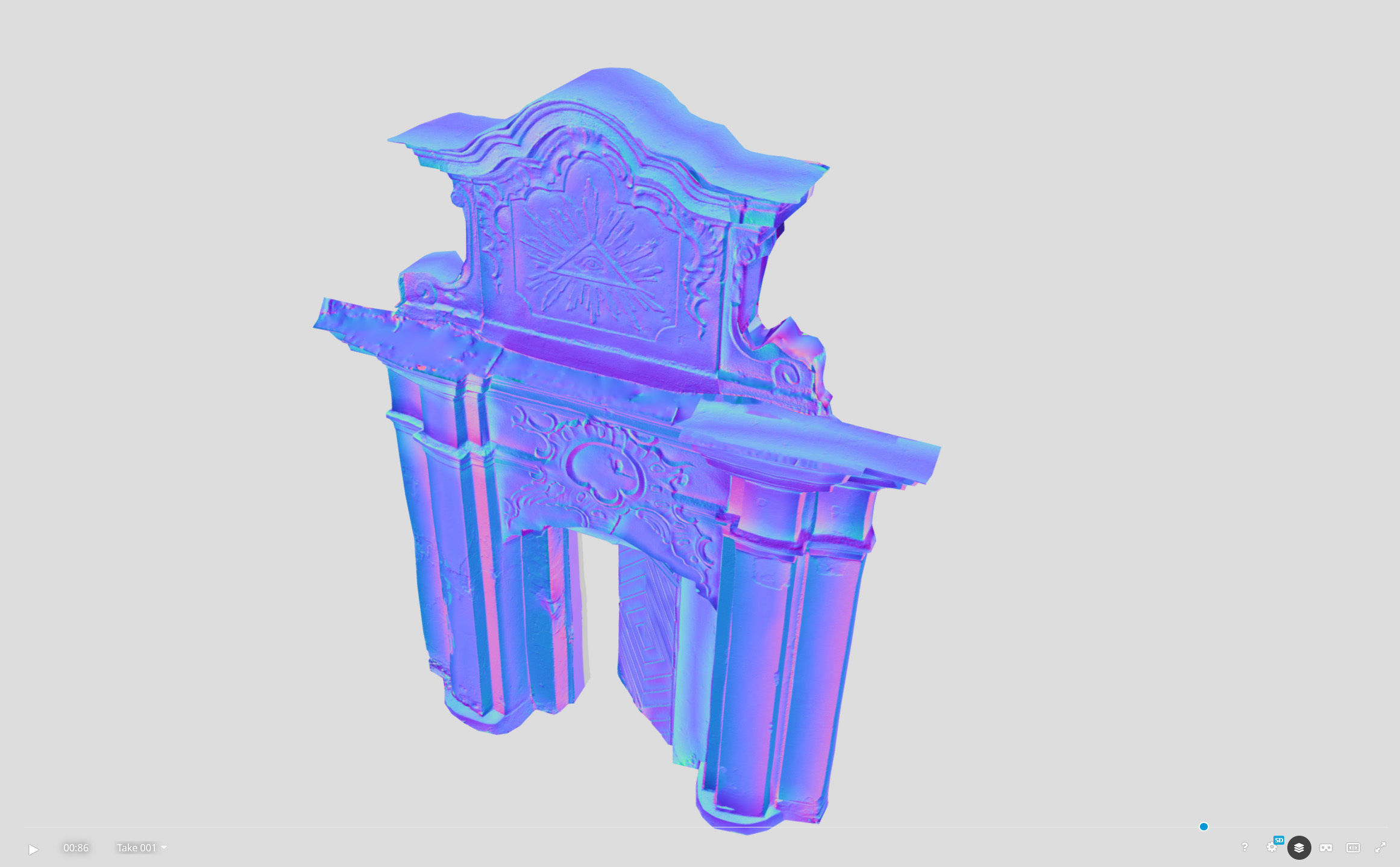 An old baroque or rococo style gate Low-poly 3D model_24