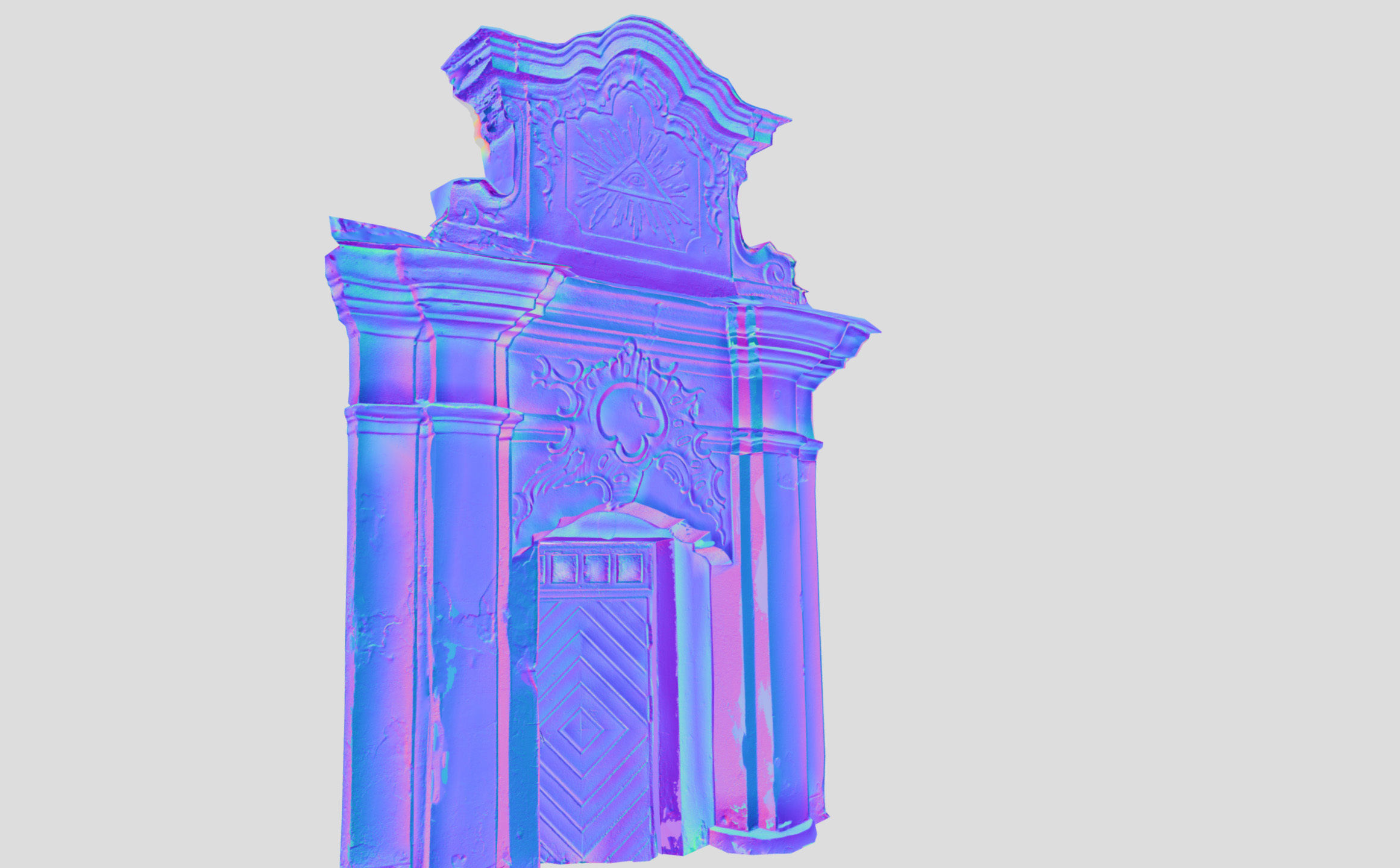 An old baroque or rococo style gate Low-poly 3D model_26