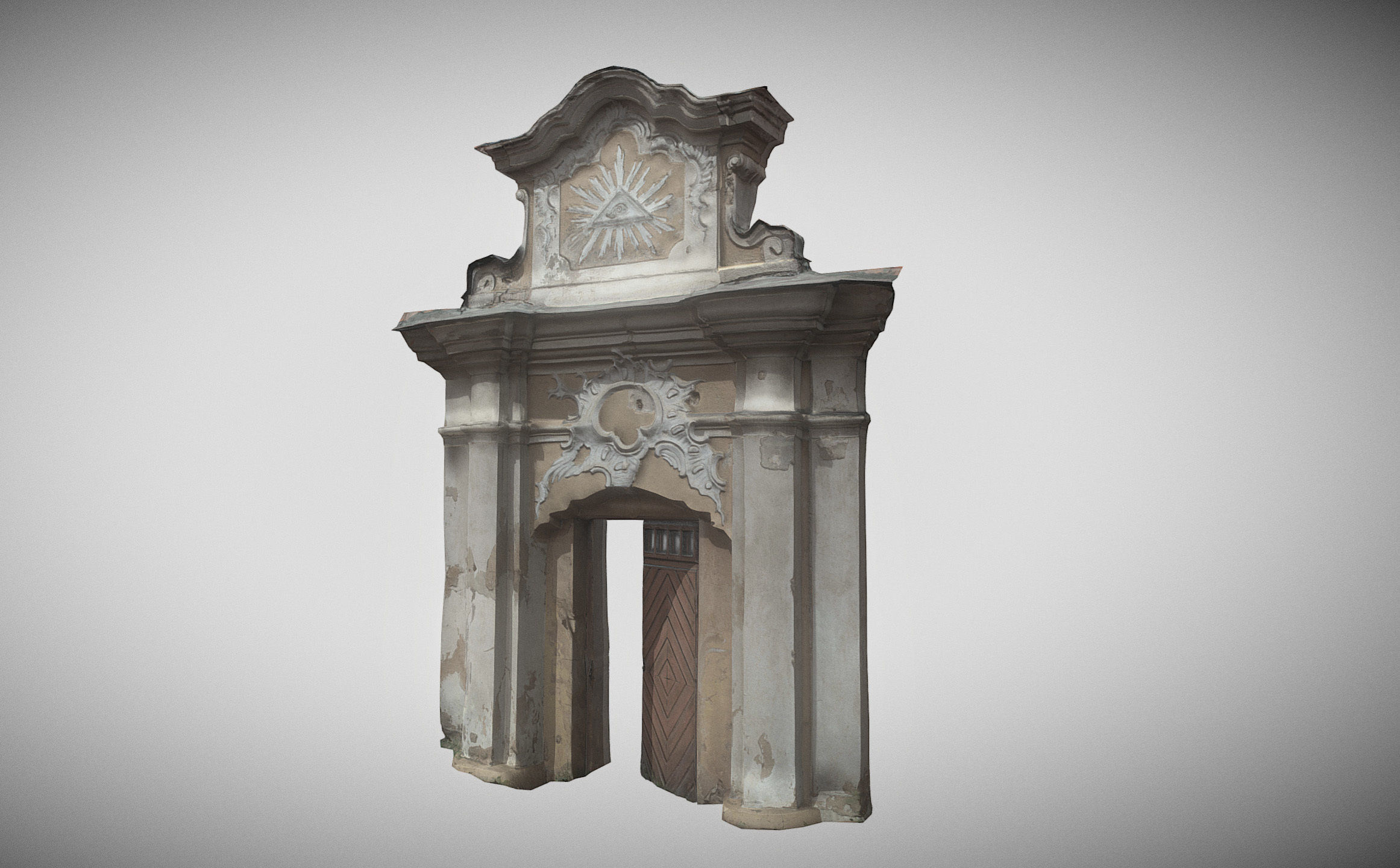 An old baroque or rococo style gate Low-poly 3D model_7