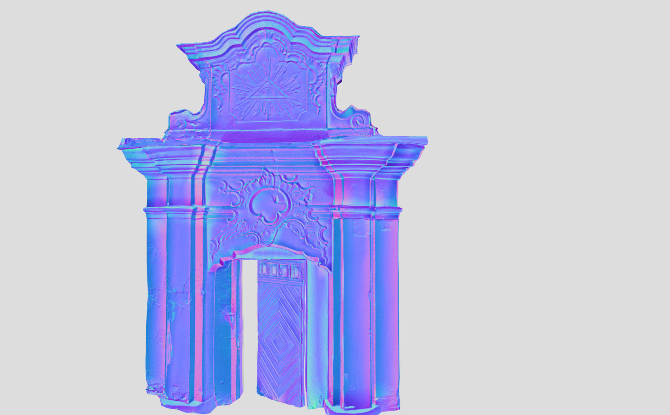 An old baroque or rococo style gate Low-poly 3D model_25