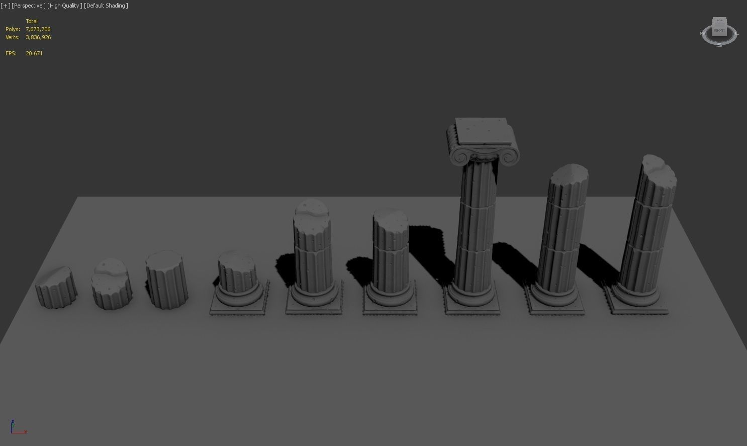 Stylized Roman Columns Ruins 3D model_6