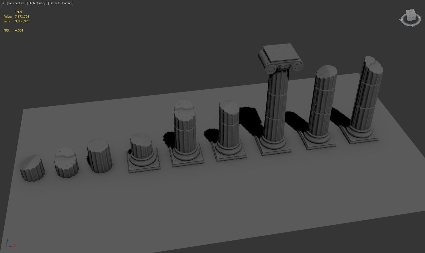 Stylized Roman Columns Ruins 3D model_4