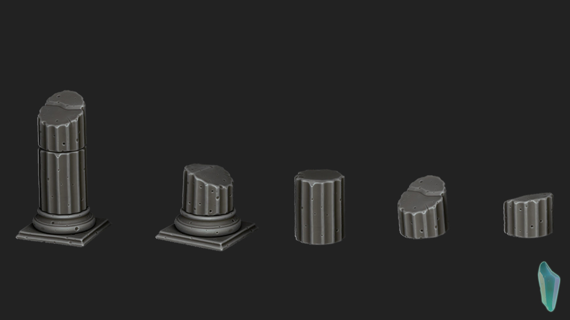Stylized Roman Columns Ruins 3D model_3