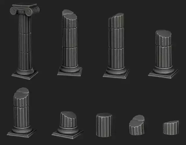 Stylized Roman Columns Ruins