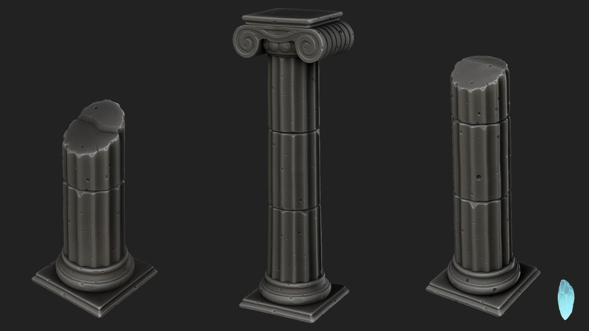 Stylized Roman Columns Ruins 3D model_1