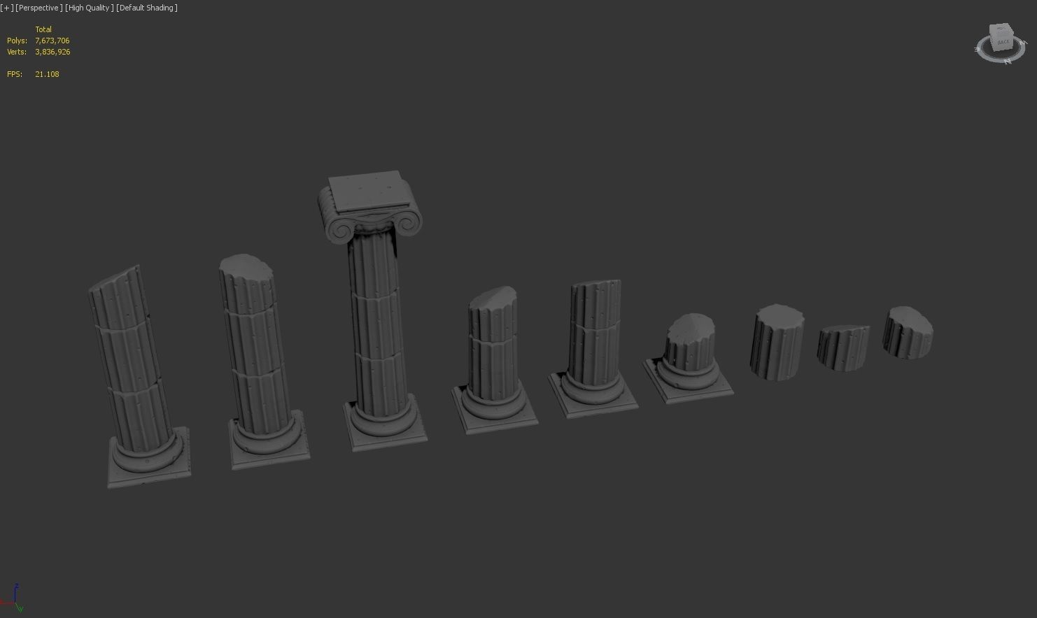 Stylized Roman Columns Ruins 3D model_7