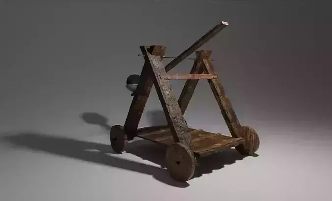 Catapult old wooden cart