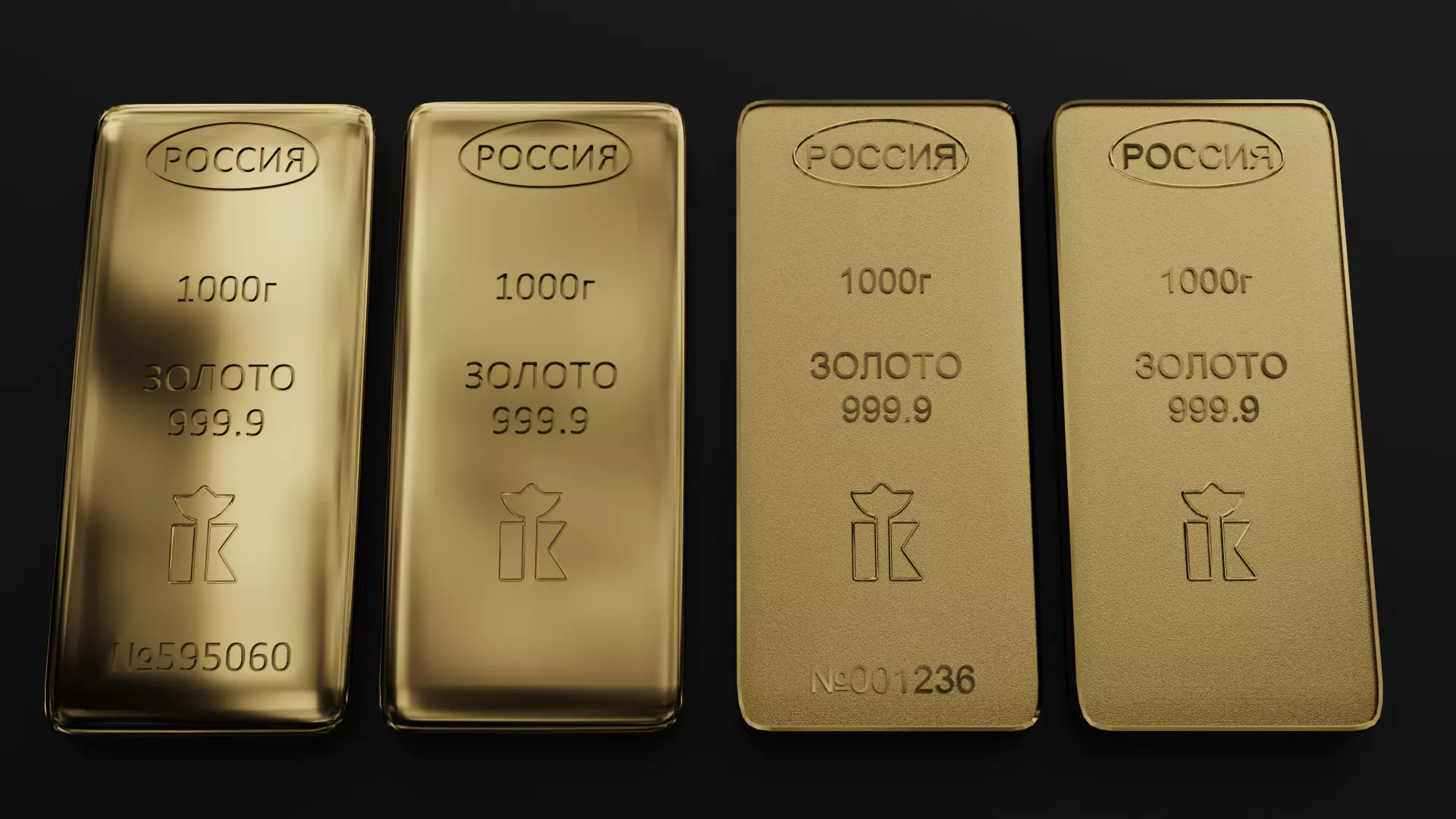 Gold bars 1000gr 3D model_0