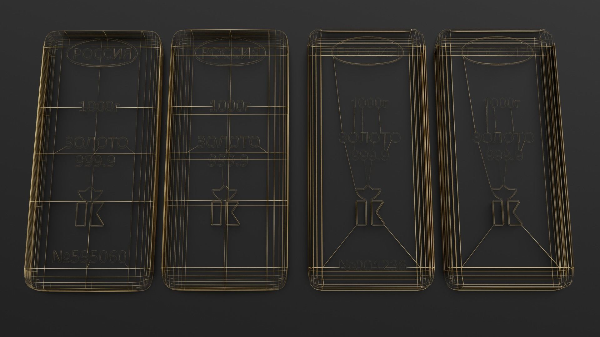 Gold bars 1000gr 3D model_3