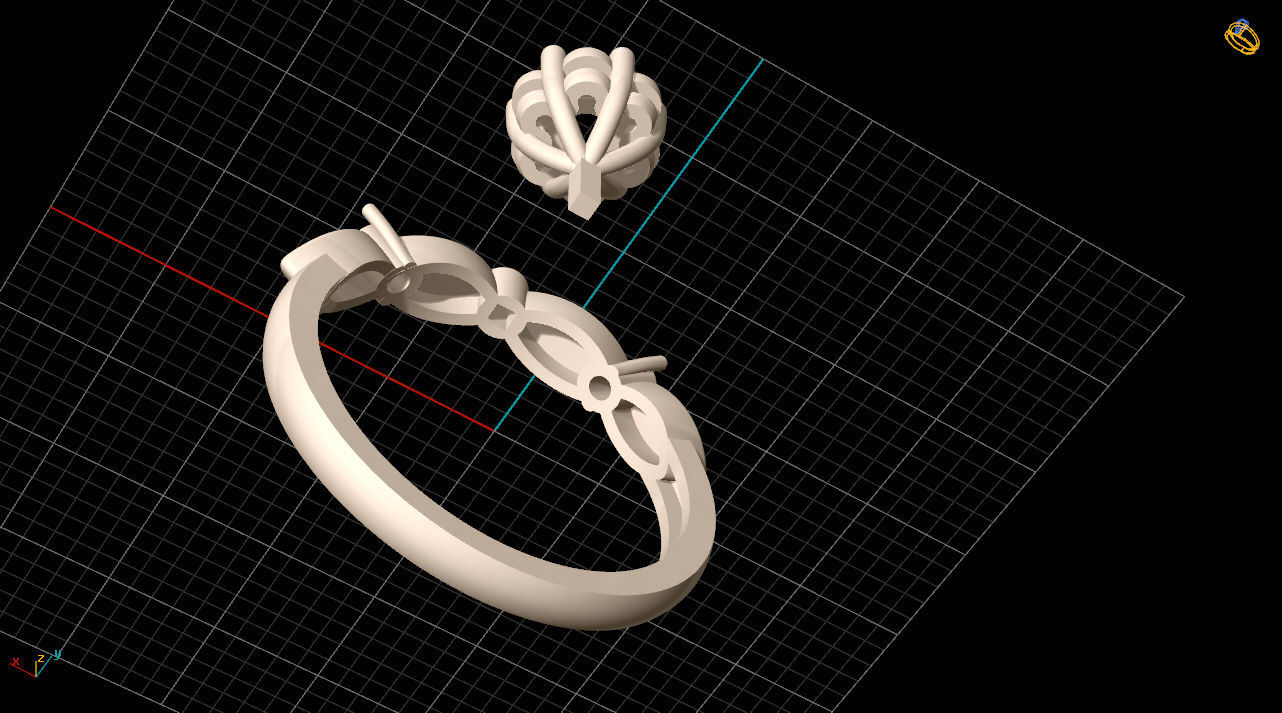 engagment ring 3D print model_7