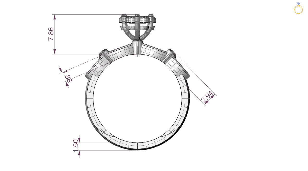 engagment ring 3D print model_4