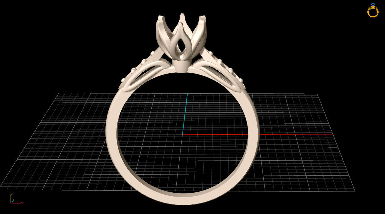 solitiare gold engagement ring with diamonds 3D print model_12
