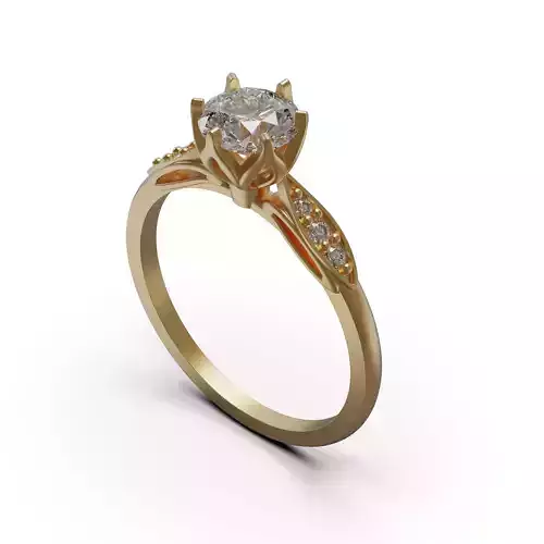 solitiare gold engagement ring with diamonds