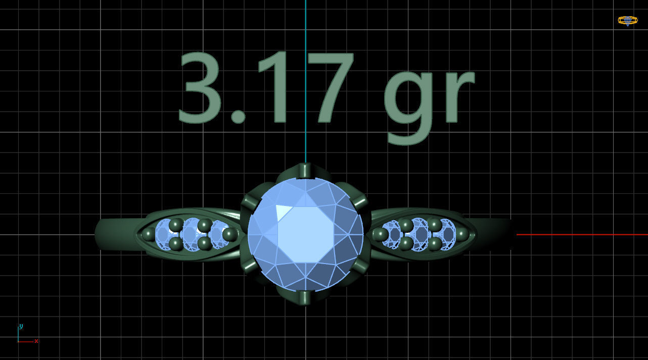 solitiare gold engagement ring with diamonds 3D print model_6