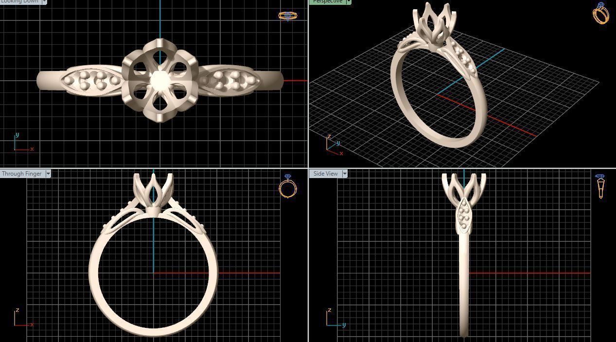 solitiare gold engagement ring with diamonds 3D print model_13