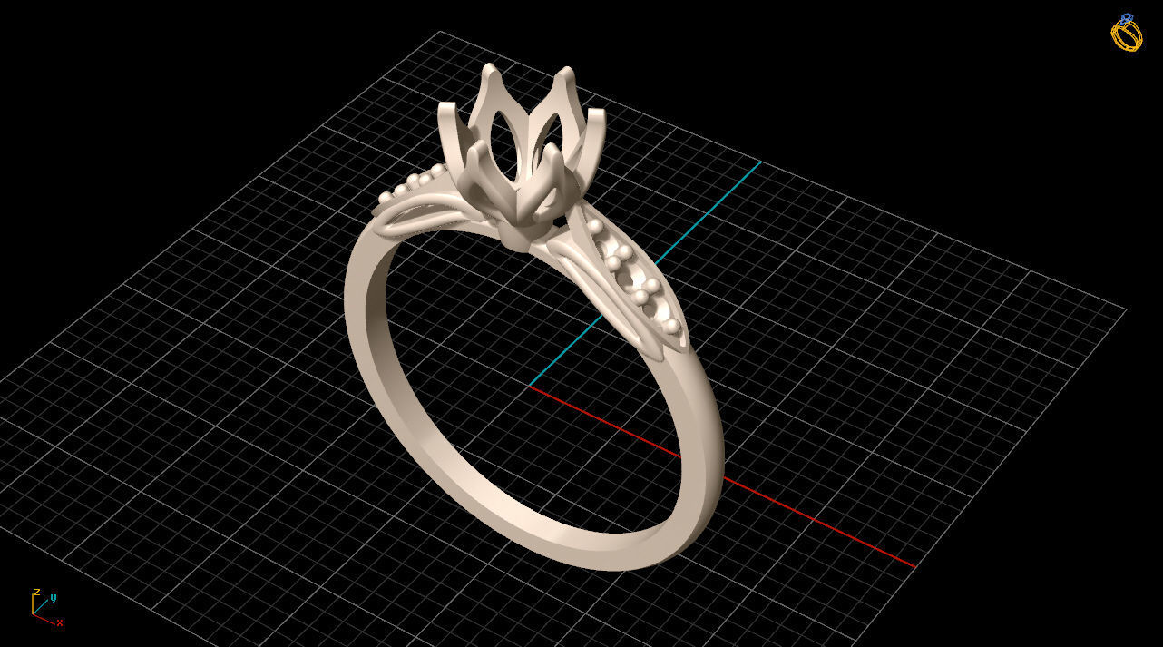 solitiare gold engagement ring with diamonds 3D print model_11