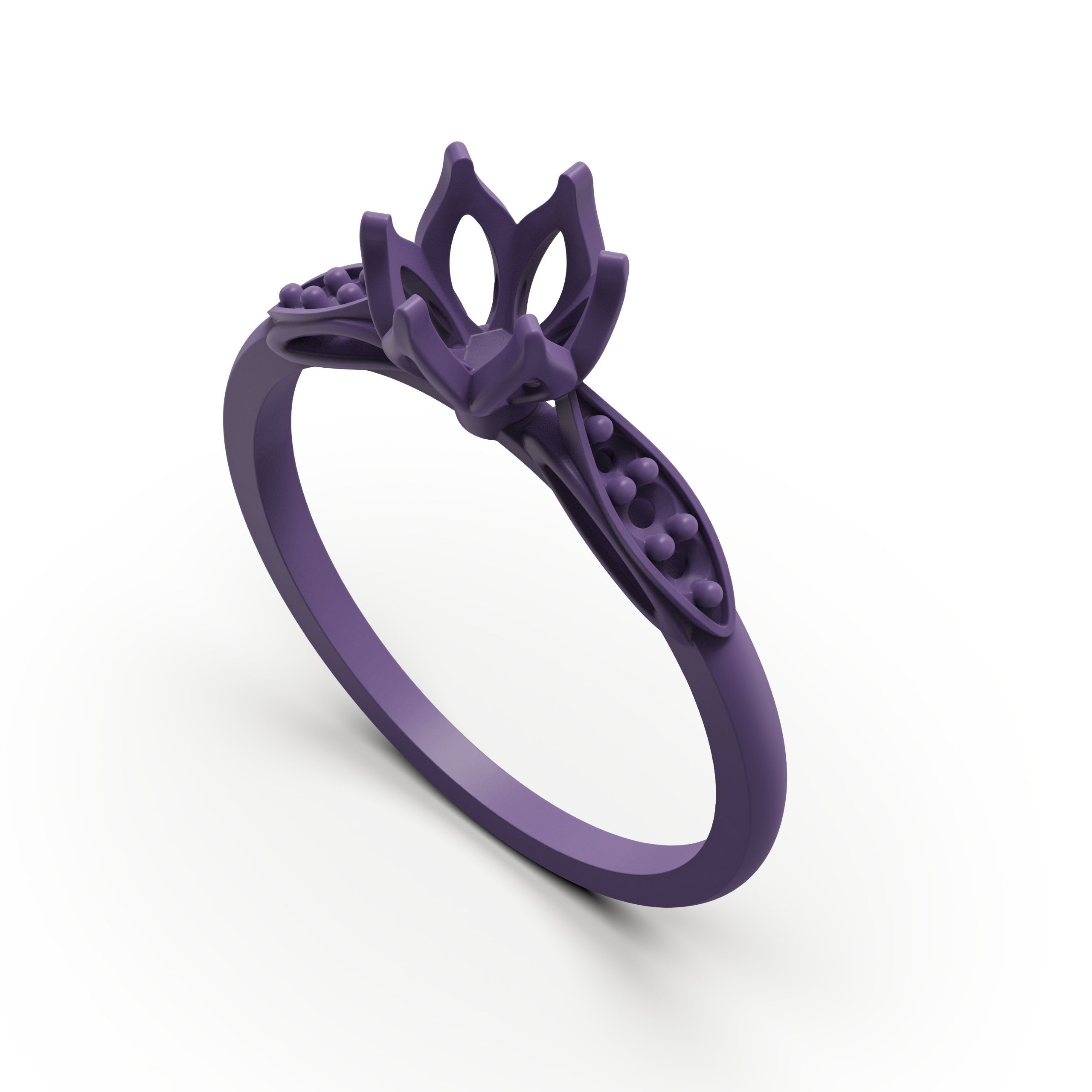 solitiare gold engagement ring with diamonds 3D print model_3
