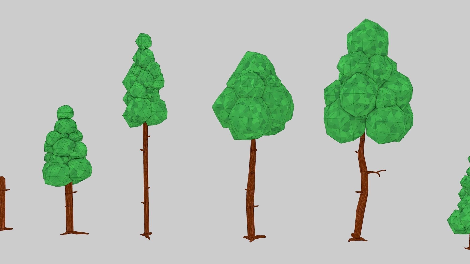Asset Pack Trees Bush Stones Mushrooms for game Low-poly 3D model_5