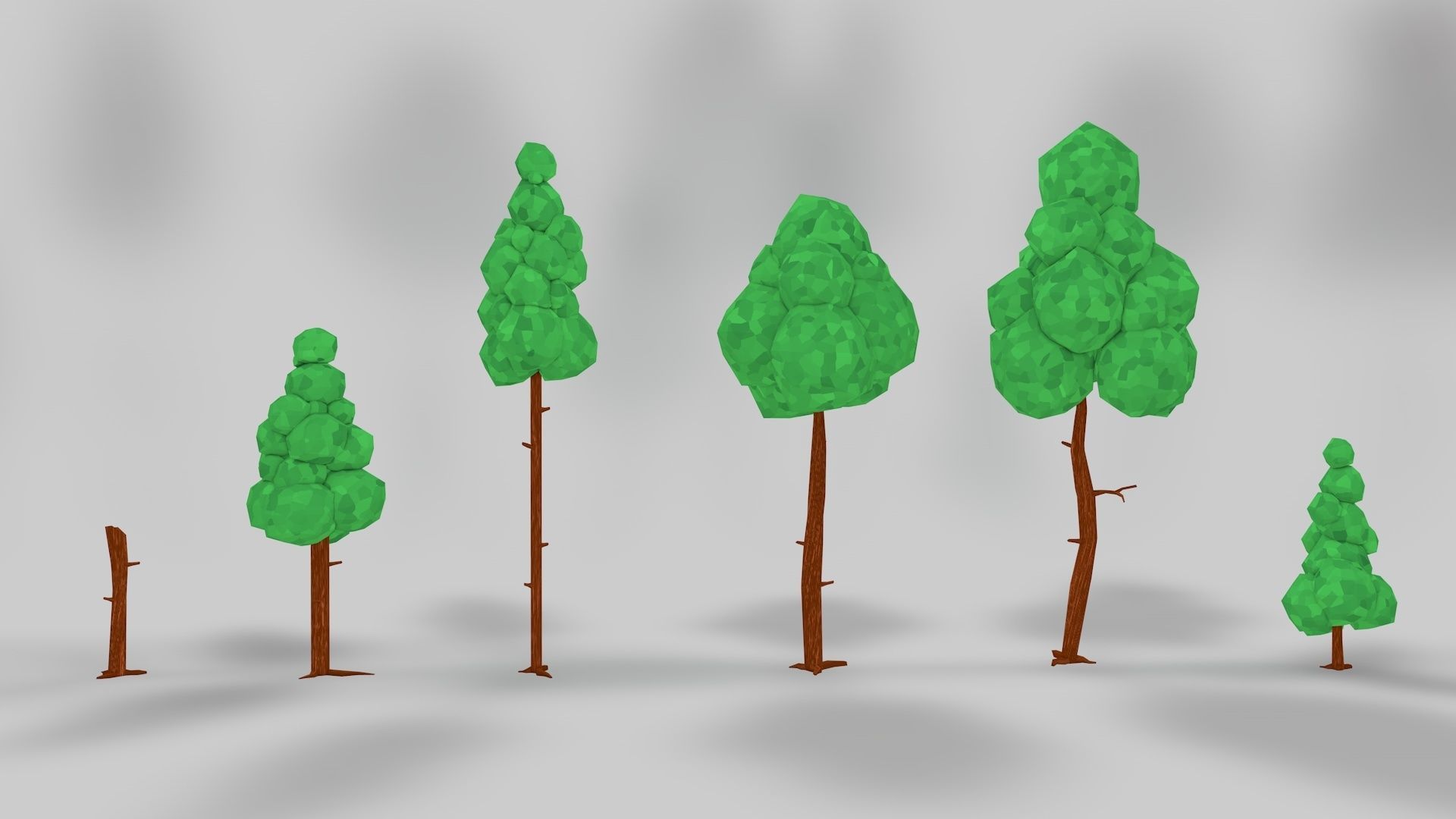 Asset Pack Trees Bush Stones Mushrooms for game Low-poly 3D model_2
