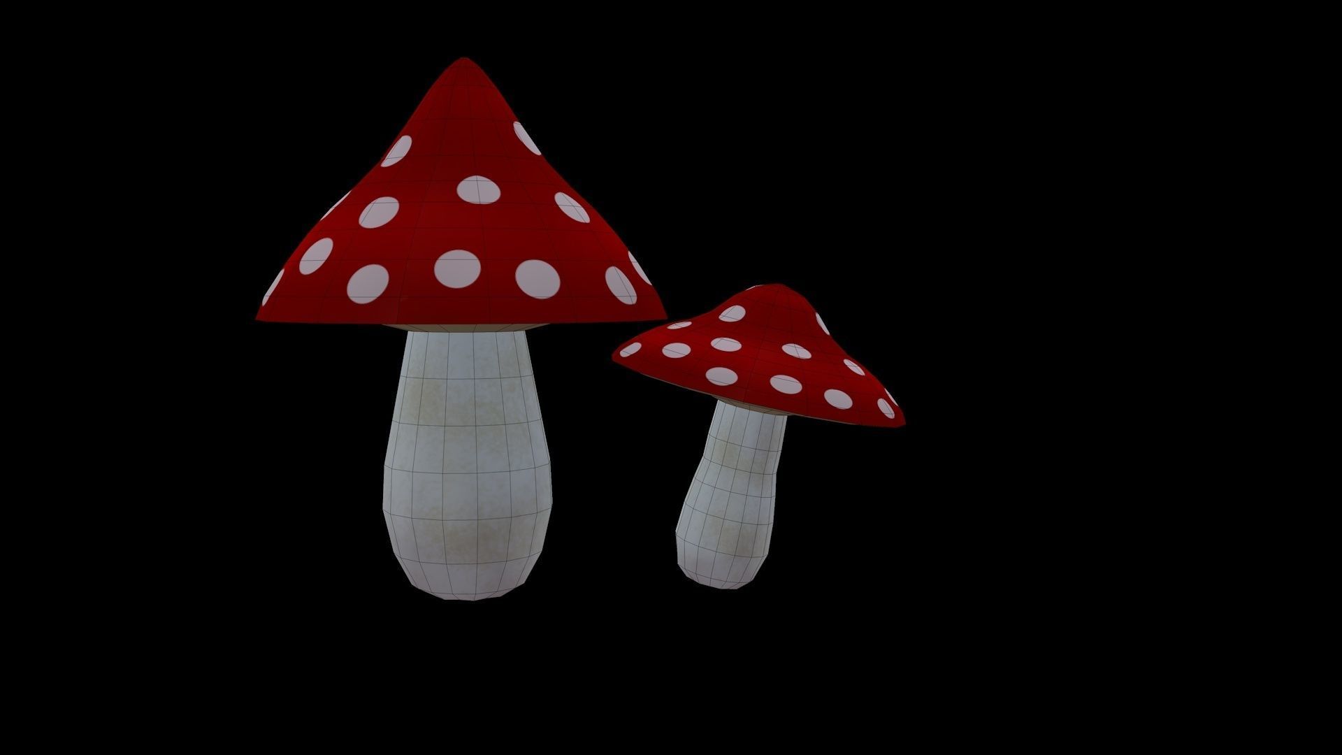 Asset Pack Trees Bush Stones Mushrooms for game Low-poly 3D model_15