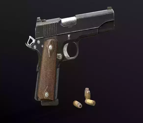 Colt 1911 Black low poly and 4k textures