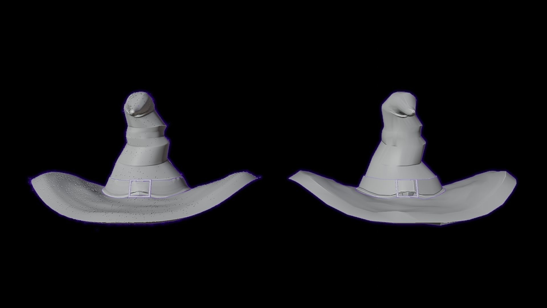 low-high poly witch hats Low-poly 3D model_18