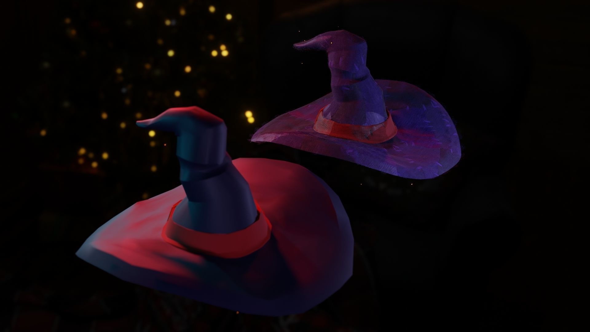 low-high poly witch hats Low-poly 3D model_12