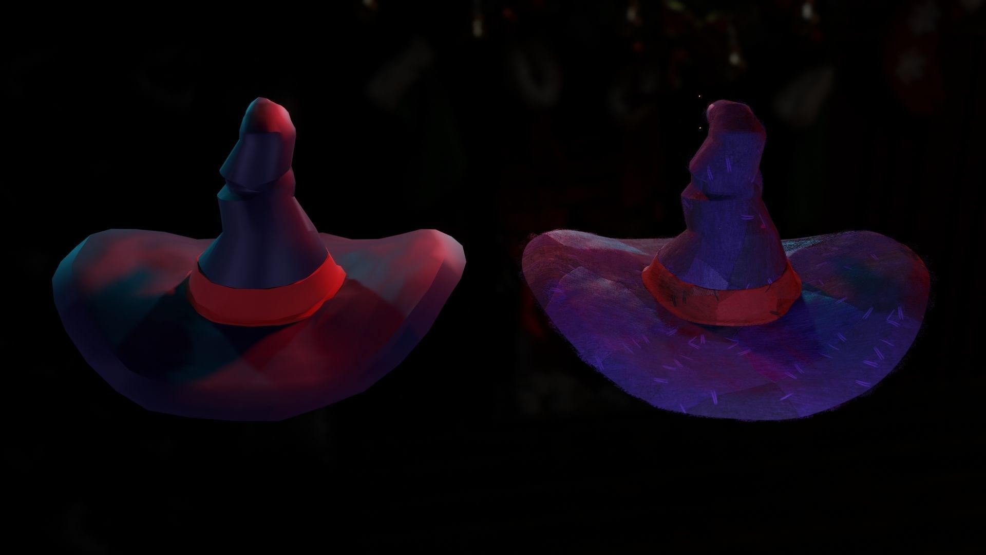 low-high poly witch hats Low-poly 3D model_7